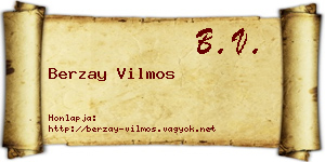 Berzay Vilmos névjegykártya